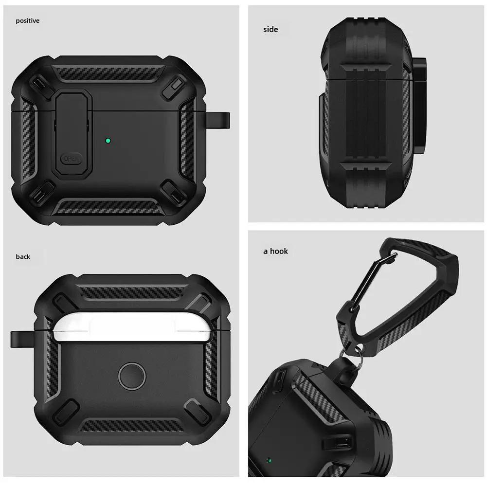 Skyddsfodral för Airpods 4 Fodral Lyxigt Hörlursfodral för Apple Airpods4 Air Pods Pro Stötsäkert Hölje med Krok