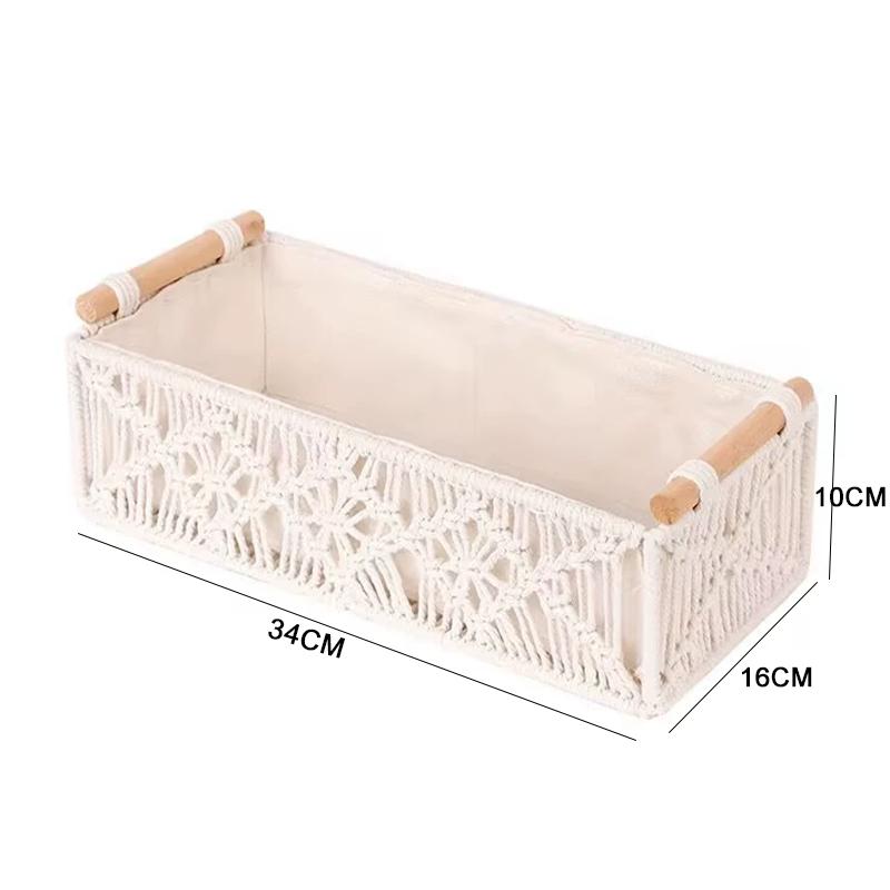

1 шт. Корзина для хранения макраме, корзины для декора в стиле бохо, для организации туалетной бумаги на столешнице, корзина с ручкой для ванной комнаты, спальни белый