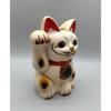 Used Vintage Maneki-neko (beckoning cat) piggy bank, approx. 21.5cm tall, early Showa period, for luck and fortune, money-attracting lucky charm.