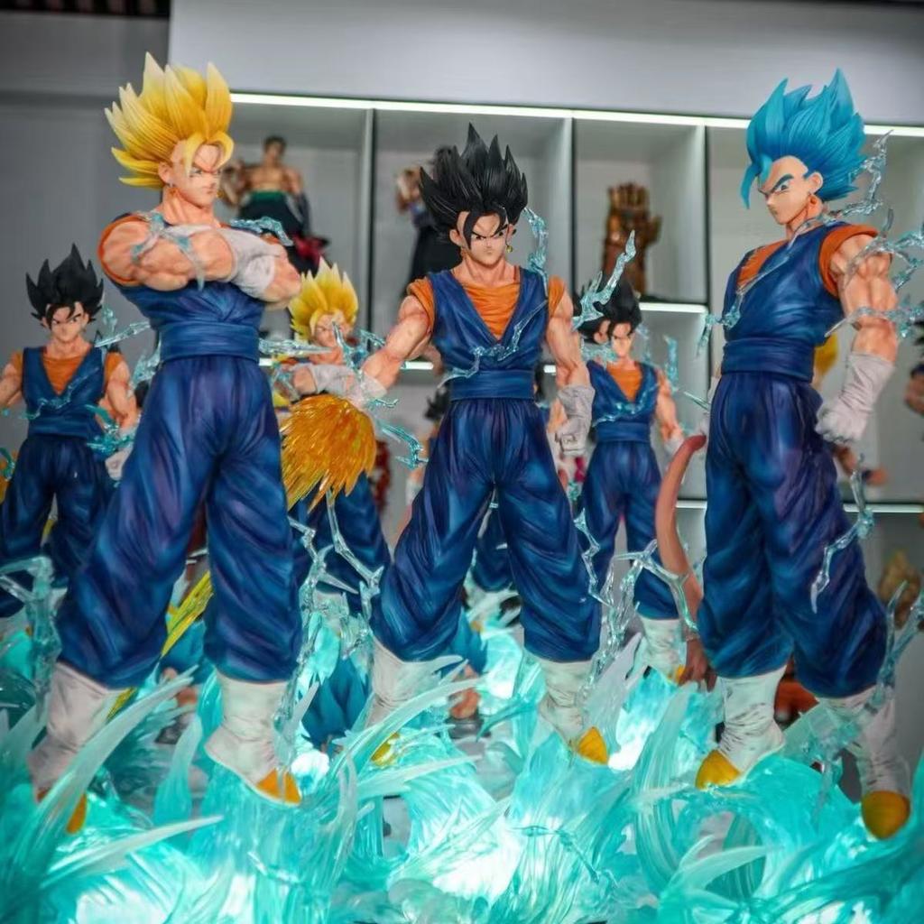 Jt Statue 38cm/14.96inch Z Vegetto Figure 3 Heads Replace Super Saiyan Action Figures Collection Model Toys Gifts