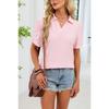 European and American cross-border foreign trade women's summer new V-neck T-shirt puff sleeve loose POLO shirt top