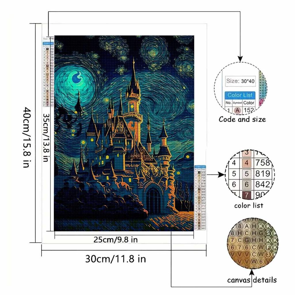 Full Round Diamond Painting The Psychedelic Castle Art Rhinestone Picture Mosaic DIY 5D Cross Stitch Embroidery Home Decoration