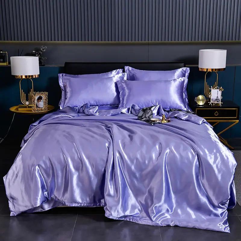 Luxus 100% Seidenbettwäsche-Set mit Bettbezug-Set Doppel- King- Queen-Size Bettwäschebezug-Set 4-teilig Bettdecke Bettwäsche-Sets