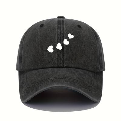Baseball Cap with Heart-shaped Print Suitable for Women, Adjustable Sun Protection Cap, All Season Casual Sports Cap