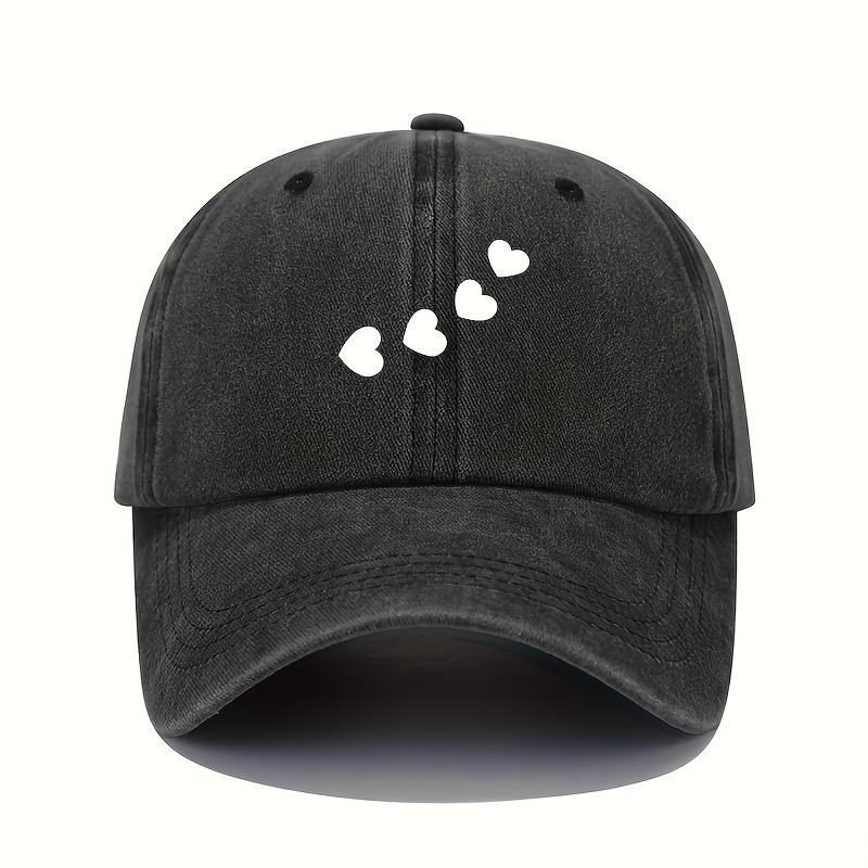 Baseball Cap with Heart-shaped Print Suitable for Women, Adjustable Sun Protection Cap, All Season Casual Sports Cap