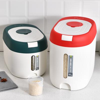 Japonca Basit 5/10kg Büyük Kapasiteli Kapalı Pirinç Tamburu Ev Tipi Nem Geçirmez Tahıl Un Depolama Tamburu Ölçüm Kabı ile