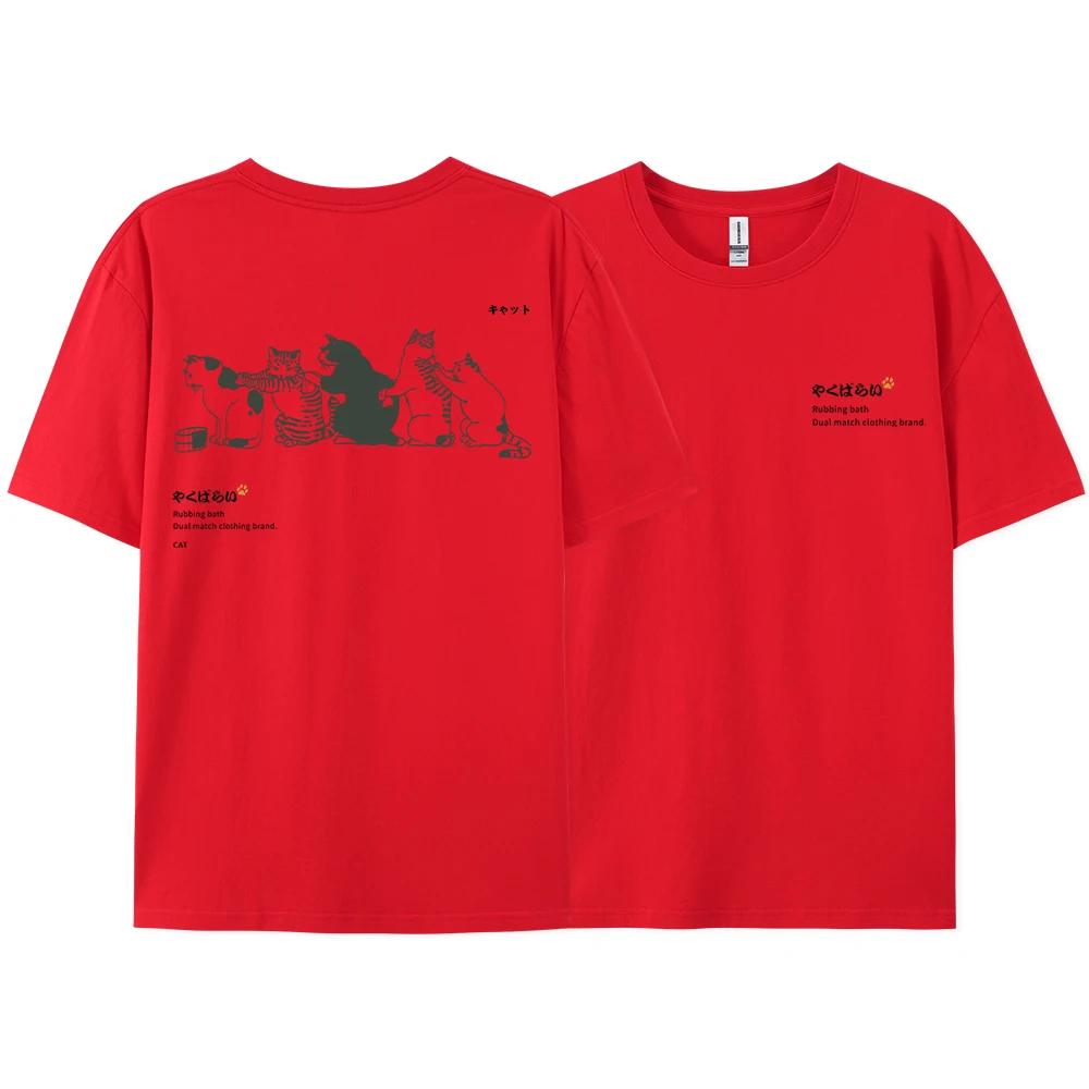 Japan Harajuku Queuing Cat Fun Printing Women'sT-Shirts Loose Oversized Short Sleeve Fashion Casual Clothing Soft  Hip Hop Tees