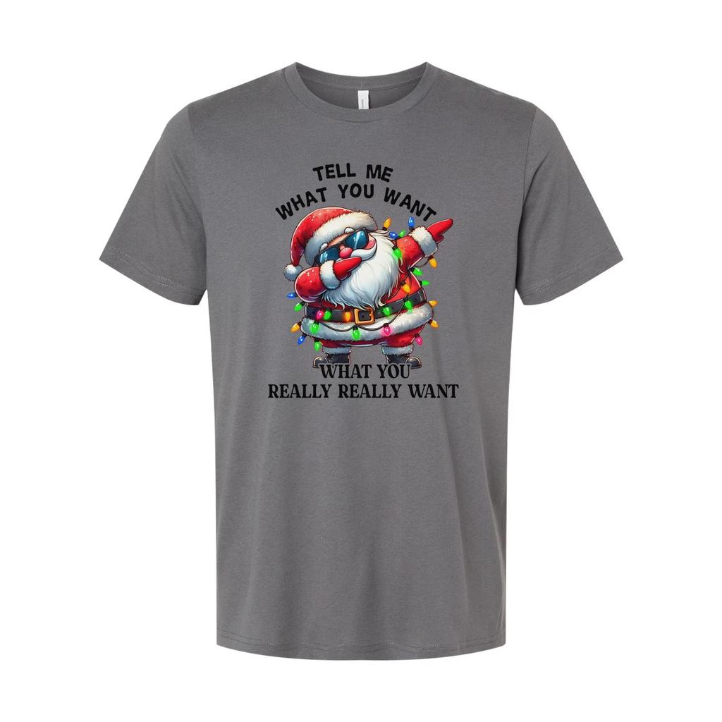 Unisex Santa Claus Christmas T Shirt With Colorful Christmas Lights Graphic Tee
