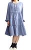 Gold Japan Plus Size Long Perfect for Fall and Blue Women's Dress, Knee-Length, Sleeve, Tiered, A-Line, Ribbon, Flared, Spring, Fem-433, 5L,