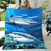Cartoon-colored shark digital-printed polyester Bedroom velvet flannel cover blanket Fleece soft sofa cover blankets for beds