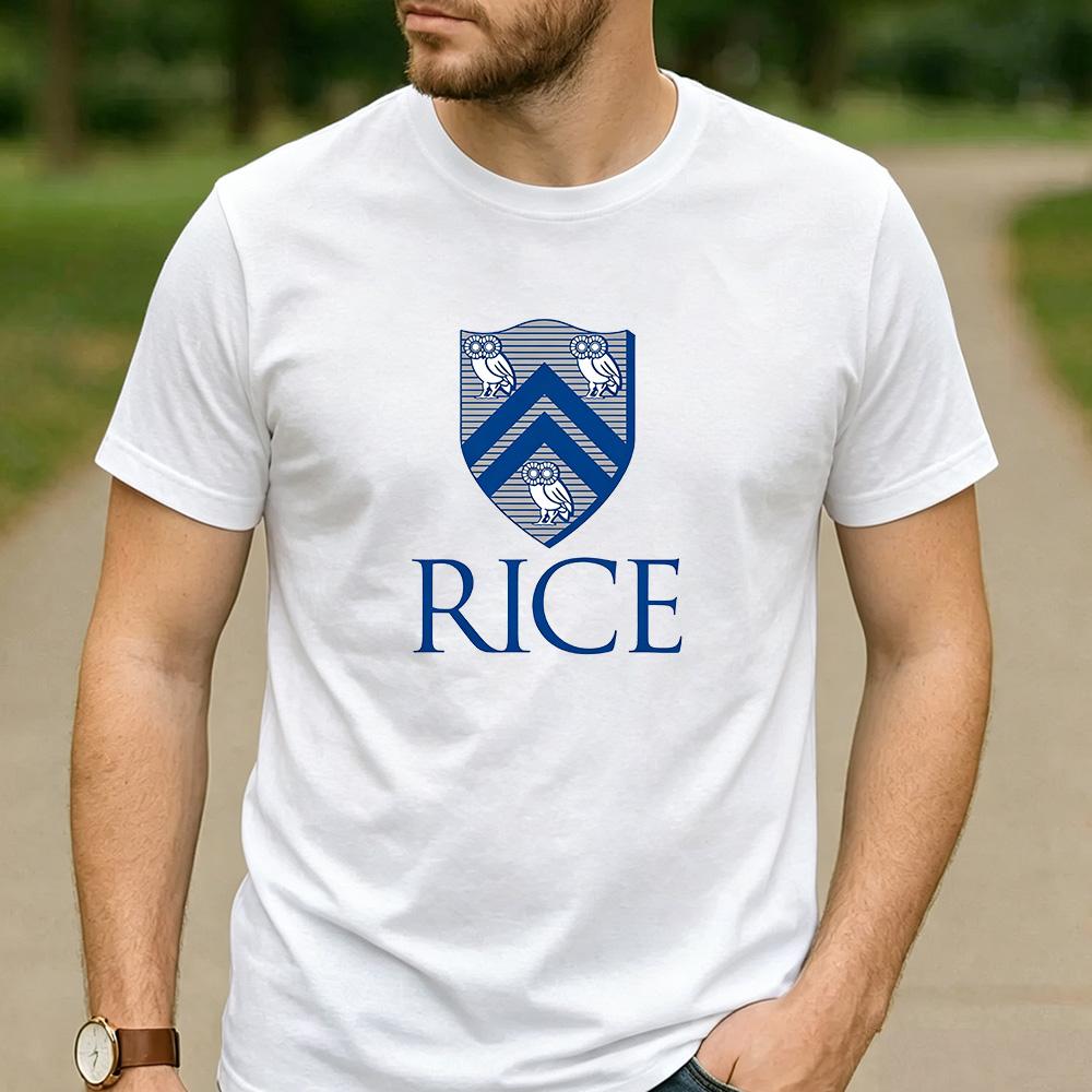 Vintage Rice University Houston Owl Shield Crest Aesthetic Graphic T Shirt Unisex Crew Neck Short Sleeve Alumni Gift Top