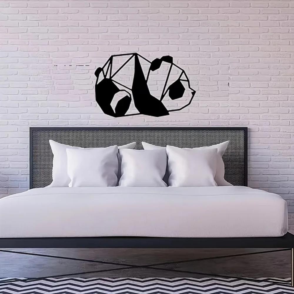 1pc Metal Pandas Wall Art - Black Metal Sculptures for Outdoor, Living Room, Bathroom, and Bedroom Decor