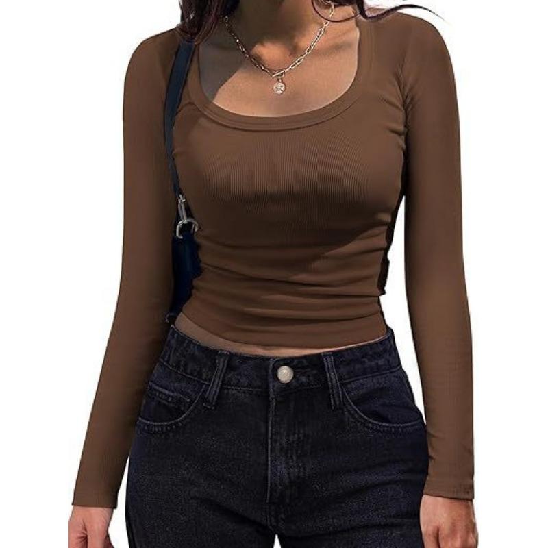 YYFS Damenmode Casual Frühling Herbst Einfarbig Druck Langarm U-Ausschnitt Blusen & Hemden