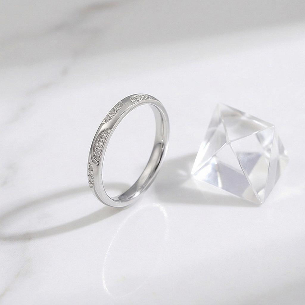 Elegant Stainless Steel Openwork Ring with Zirconia Inlay Size 6