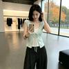 Lace splicing fake two-piece short-sleeved T-shirt women's summer slim-fitting and thin temperament Spice girl short top