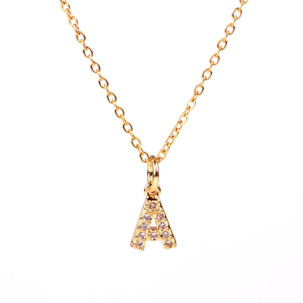 New Diamond Clavicle Necklace with 26 Alphabet Pendants - Stylish European and American Jewelry