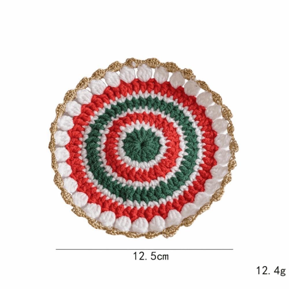 Handmade Non Slip Mat Knitted Table Mat Crochet Christmas Coaster Table Decoration