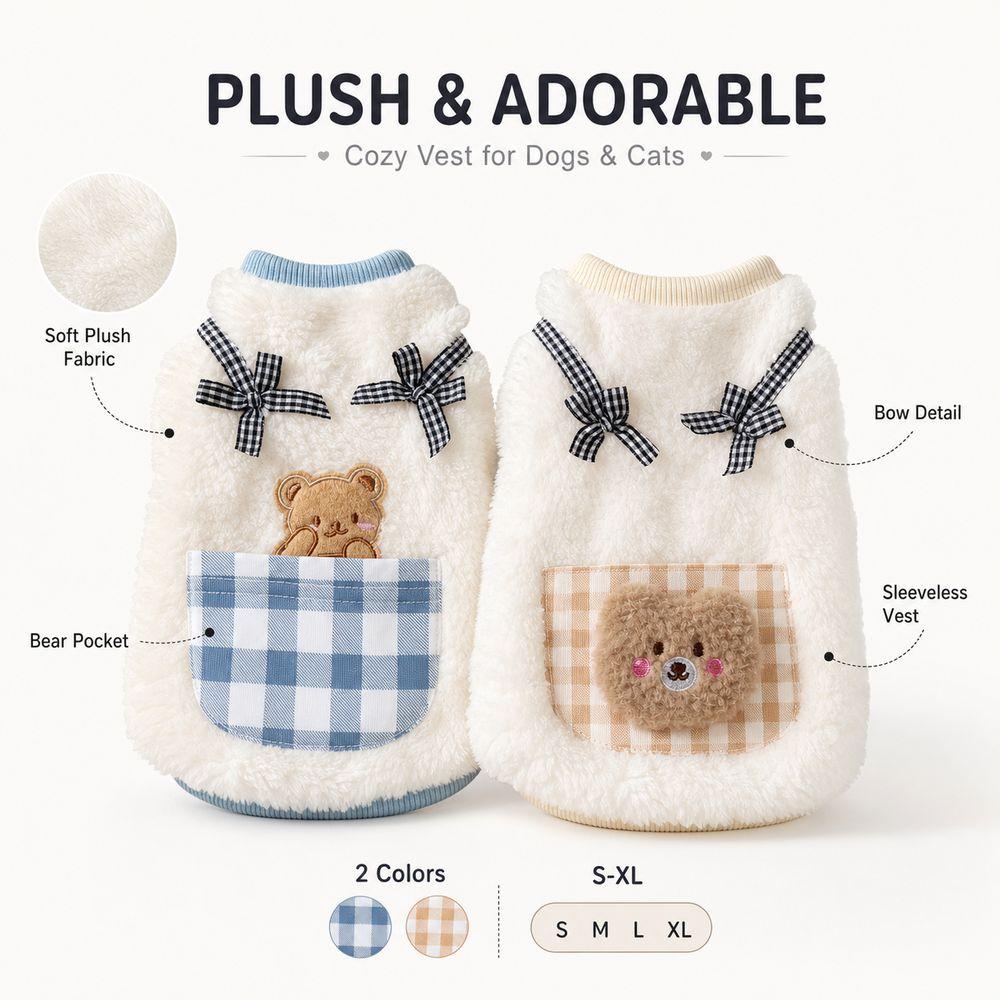 Warm Fleece Bichon Frise Vest Plush Fabric Dog Clothes Jacket Cat Vest for Autumn and Winter Wear