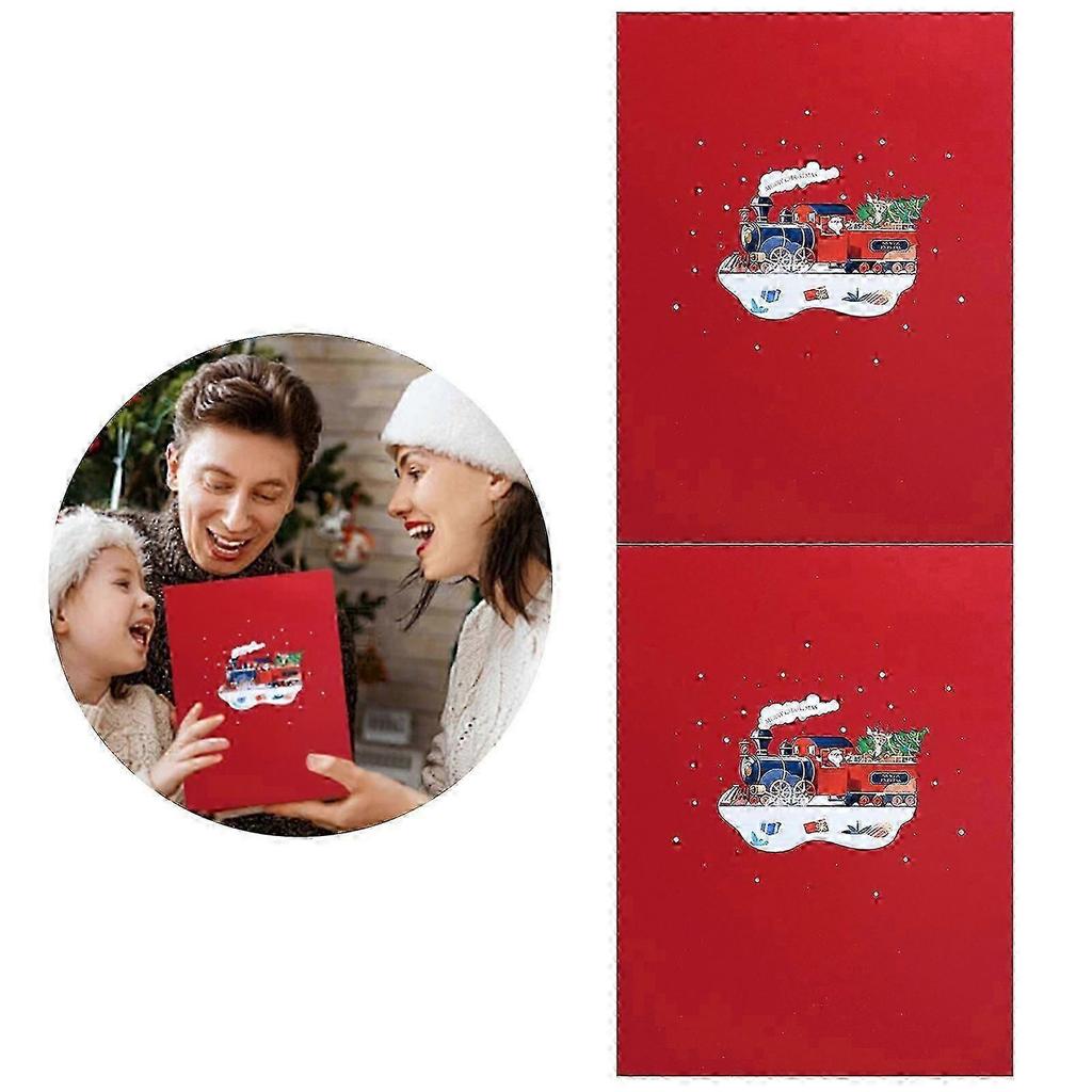 Christmas Train 3D Card, Foldable Handmade Celebration Paper Card with Delicate Details