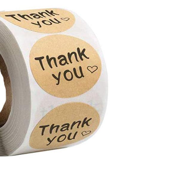 500 Kraft Paper Self-Adhesive Thank You Stickers for Baking Gifts Sealing Labels