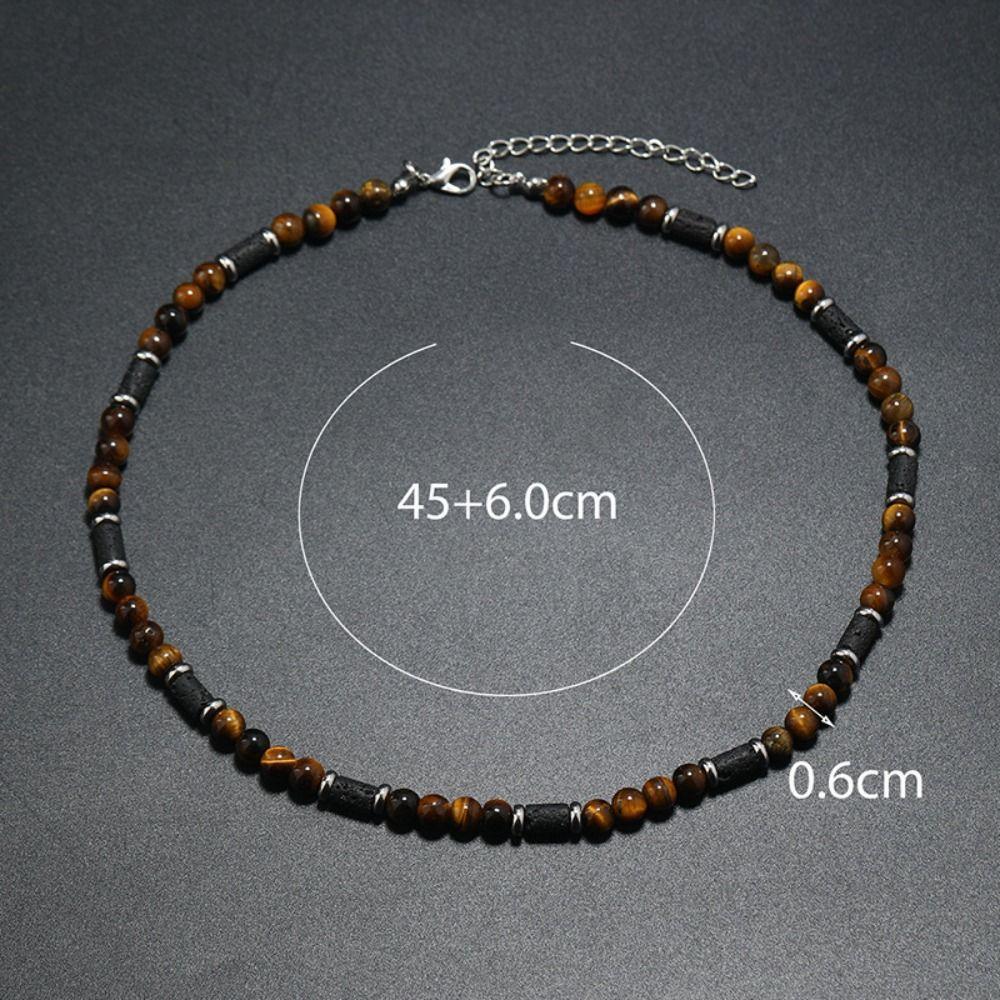 Yeni Bohem Erkek Boncuklu Kolye Kaplan Taşı Doğal Taş Moda Trend Tasarım Minimalist Kolye Hatıra Hediyesi