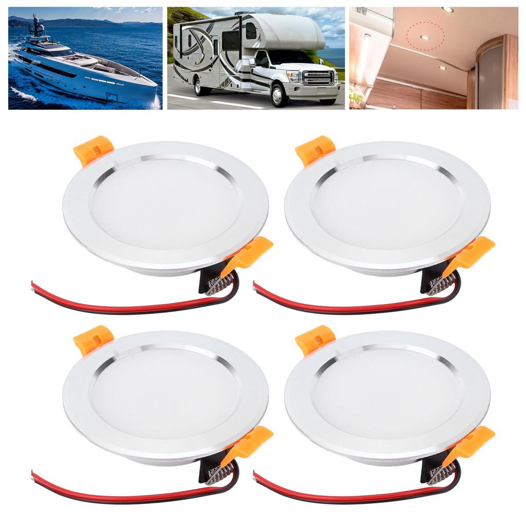 4pcs 4in Ceiling Light Round LED Downlight DC 12V 3W White RV Modification Accessories for Caravan Y