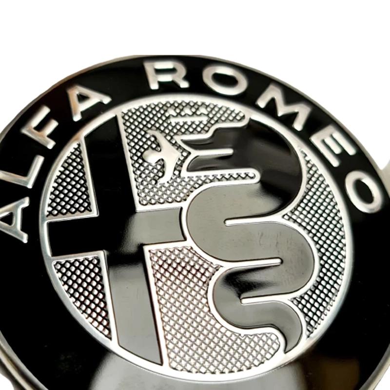 ALFA ROMEO Front- und Heck-Schwarzes Emblem-Set Alfa Romeo Giulia Stelvio Modifiziertes Emblem Auto-Logo Dekorative Zubehörteile