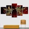 5 Pieces Painting Home Decor  HD Print Canvas Red And Gold Love Birds Pictures Bedroom Romantic Wall Art Poster Decor