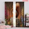 2D Flat Printing 2pcs Curtain Curtain Springtime Squirrel Scene Digital Printed Polyester Drapes Party Decorations Use for Art
