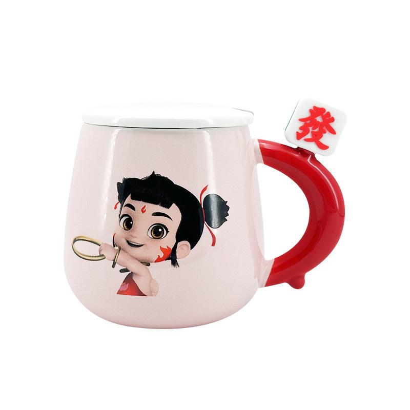 Nezha Genuine Ceramic Cup High Value Couple Water Cup Cartoon Rich Mug Office Drinking Water Ceramic Cup