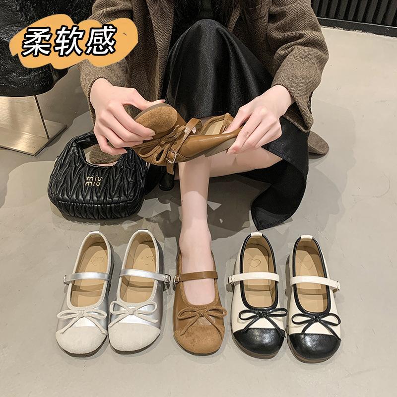 Korean version of fairy style flat Mary Jane single shoes women's spring and autumn 2025 new gentle bow commuter grandma shoes