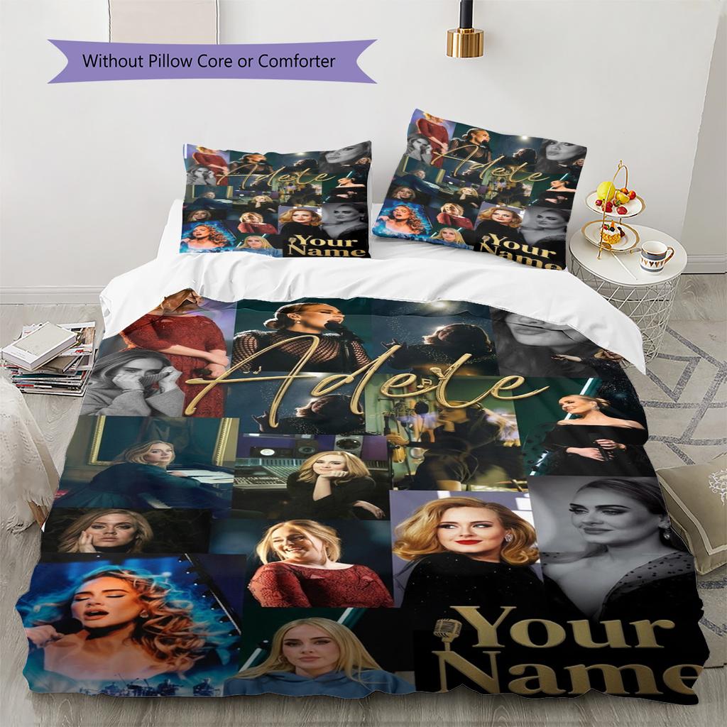 Name Individuell Adele Muster Bettwäsche Set Bettbezug Kissenbezug Heimdeko Geschenk (1 Bettbezug + 2 Kissenbezüge, ohne Füllung)