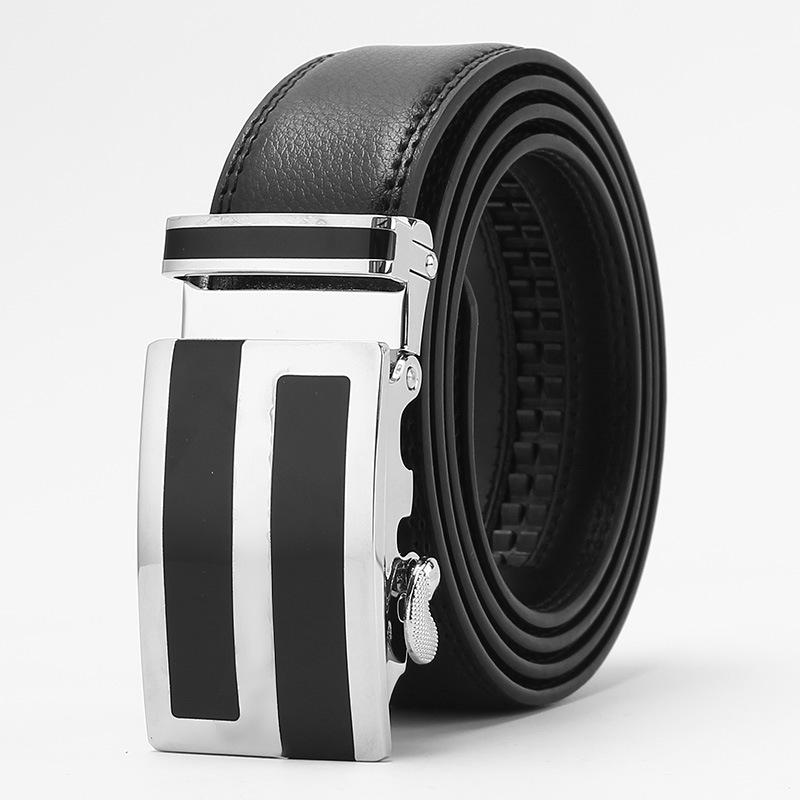 

Мужской ремень из коровьей кожи Автоматическая пряжка Натуральная кожа Двухслойная коровья кожа Деловой и повседневный ремень 110-130cm