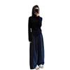 Plus Size Plaid Woolen Wide Leg Pants - Elastic Waist, Slimming, Hip Coverage, Women's Casual Straight Leg Long Pants