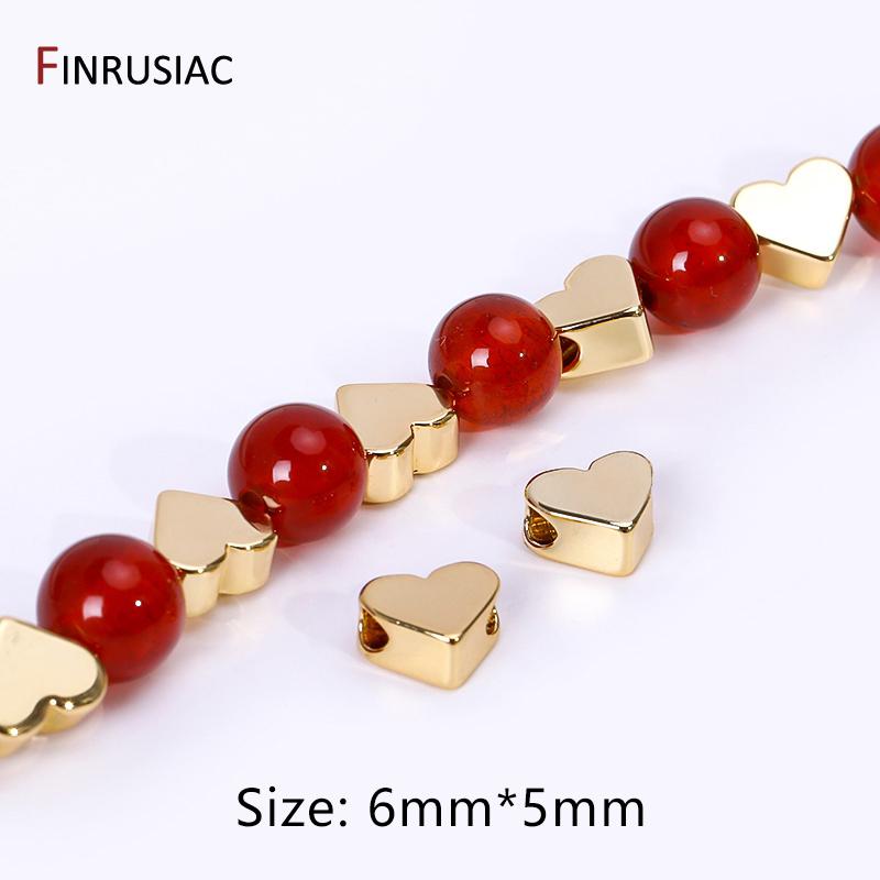 18k Gold Plated Brass Heart Spacer Beads For DIY Jewelry Making Supplies,Heart Loose Beads For Handmade Beading Jewelry Material