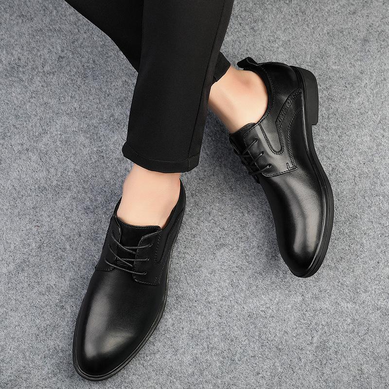 Men's Shoes Business Leather Shoes Men's Large Size Casual Shoes Genuine Leather First Layer Cowhide Thick Sole Inner Heightening Loafers