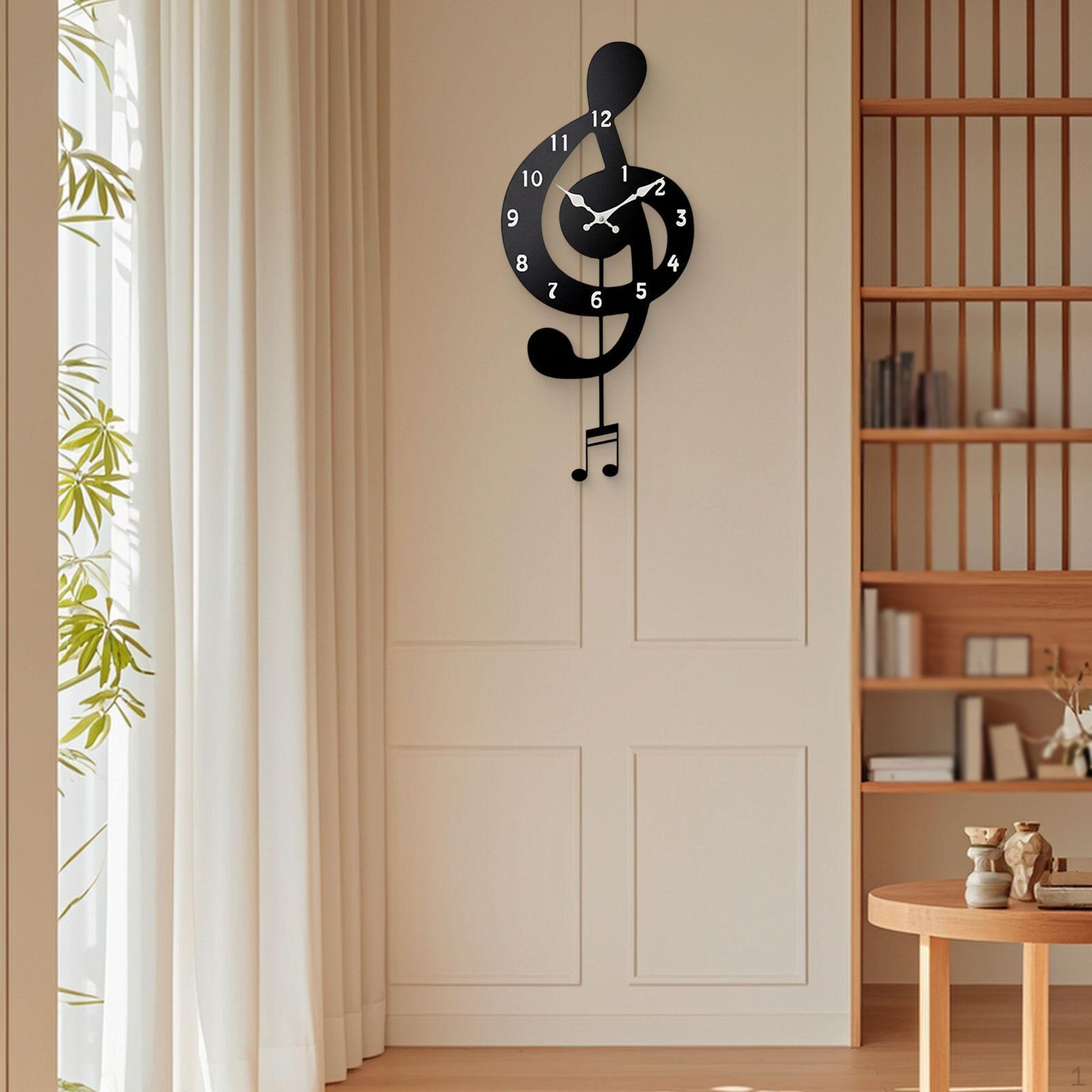 

Clock with Musical Notes, Decorative Clock, Lightweight, Silent, No Ticking, Aesthetic Ornament for S