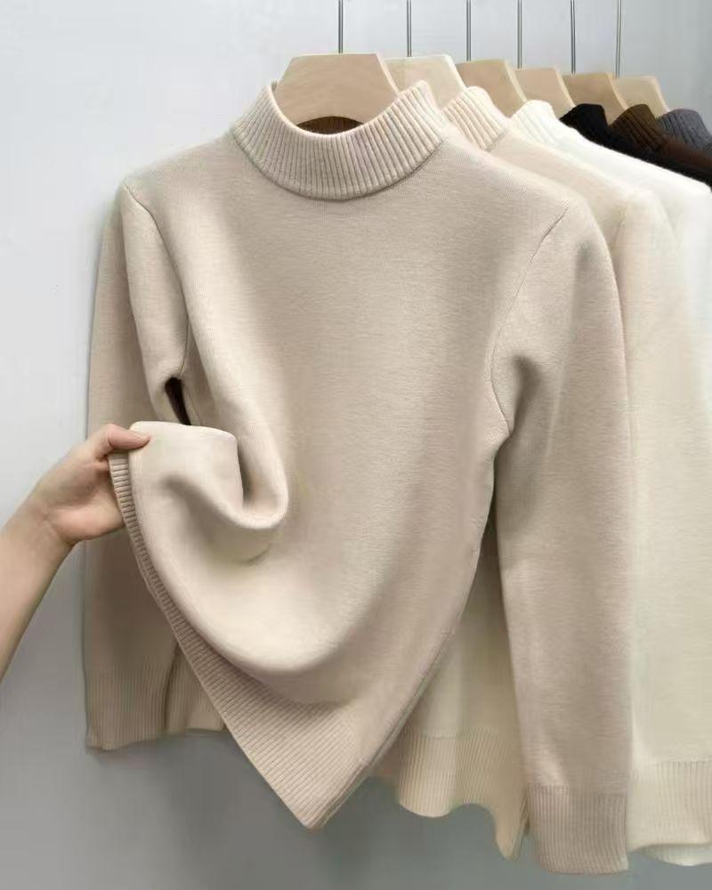 Hot Sale Solid Color Crew Neck Sweater Women's Soft Knitted Casual Loose Top
