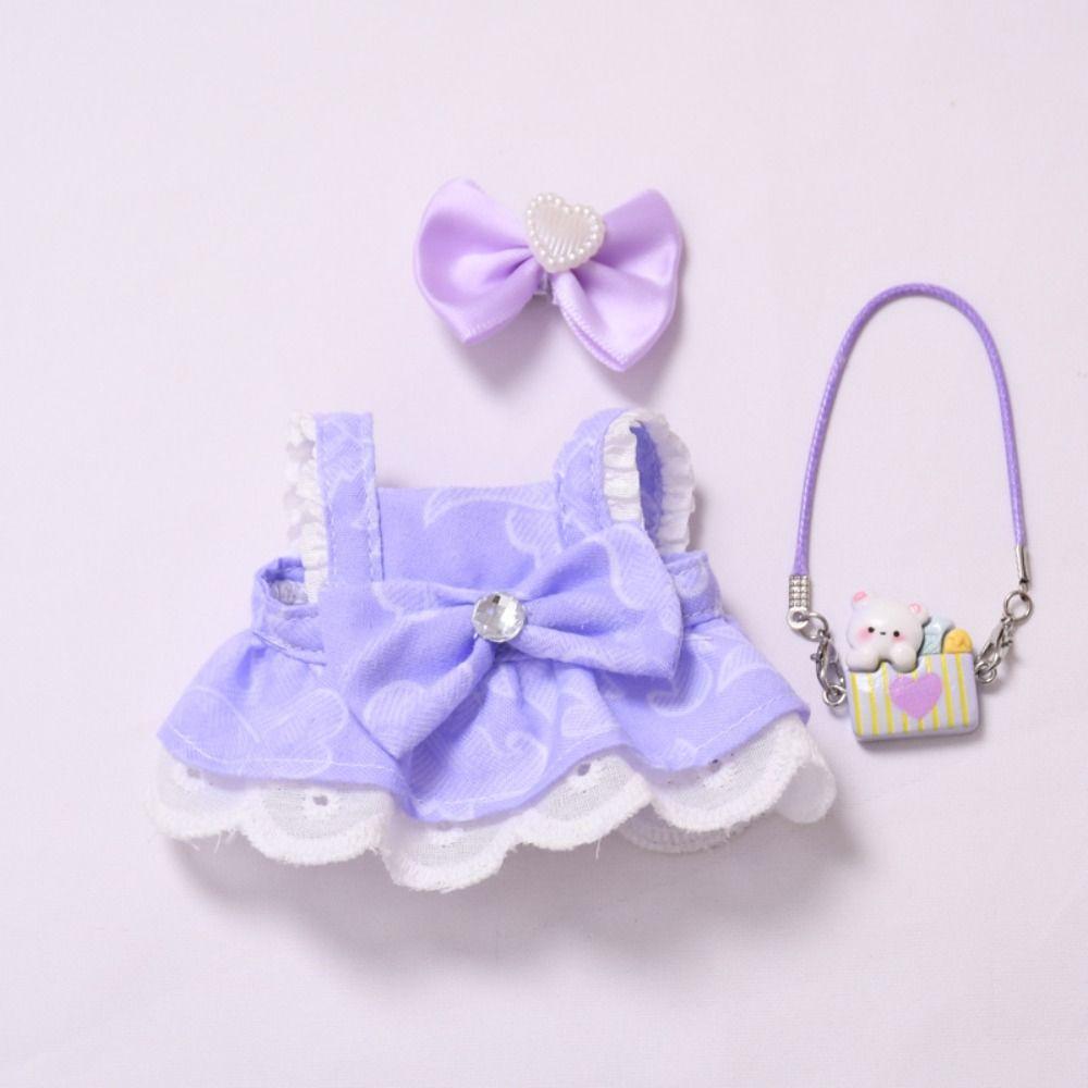 Hasentasche Labubu Puppenkleid Schleife 17cm Plüschpuppen Kleidung Baumwollpuppen Zubehör