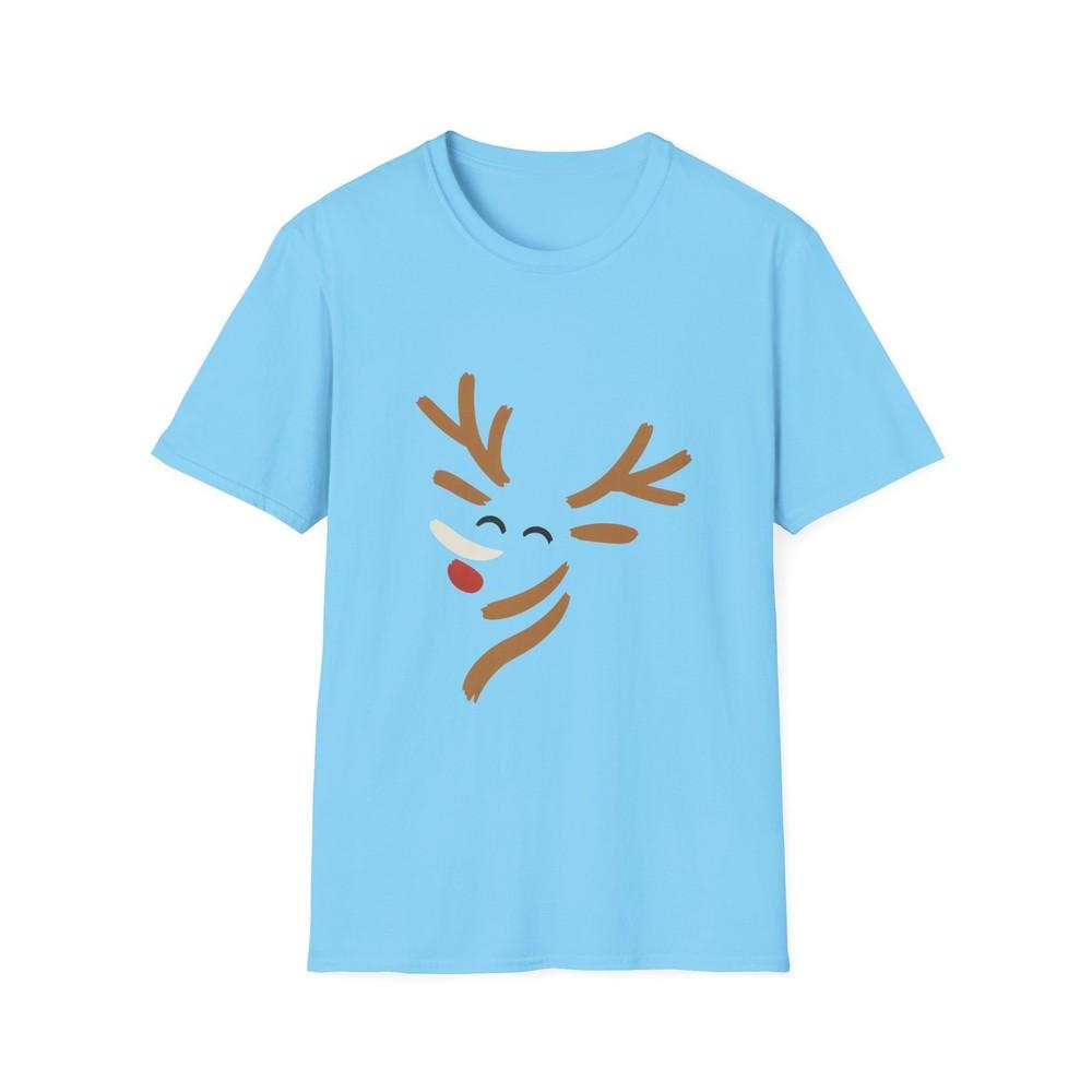 

Unisex Softstyle T-Shirt Reindeer Mid-Sneeze Christmas Holiday Whimsy XL