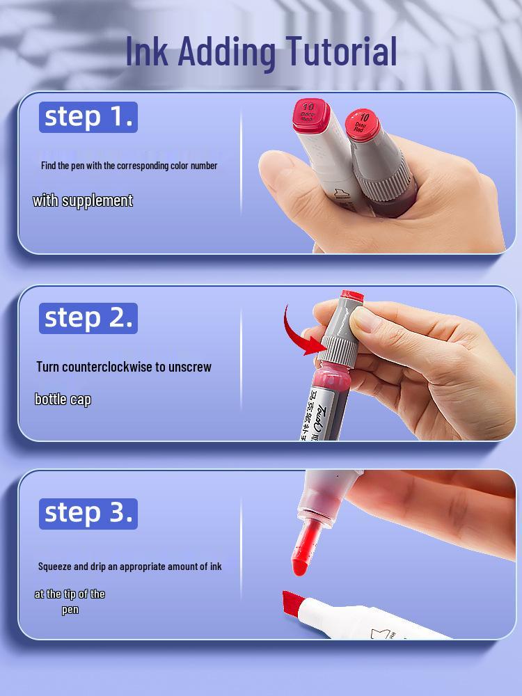 

Universal Touch Marker Refill - Oil-Based Ink, 30 Colors, 3ml 137