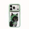Green Headscarf and Black Cat Are Suitable for iPhone17Pro Mobile Phone Case, Anti-drop Apple 16/15 Transparent Protective Case 14 New Models.