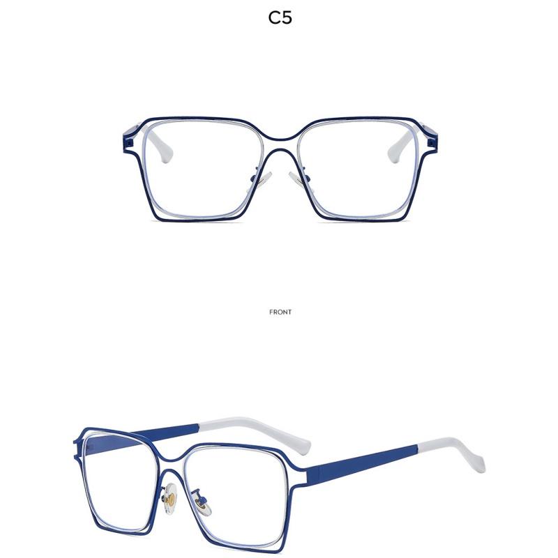 Women's eyeglasses - unisex fashion square hollow metal glasses