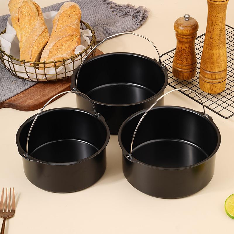 8/7/6 Inch Non-Stick Baking Mold Air Fryer Pot Round Tray Pan Roasting Pizza Cake Basket Bakeware Kitchen Bar Cooking Accessory