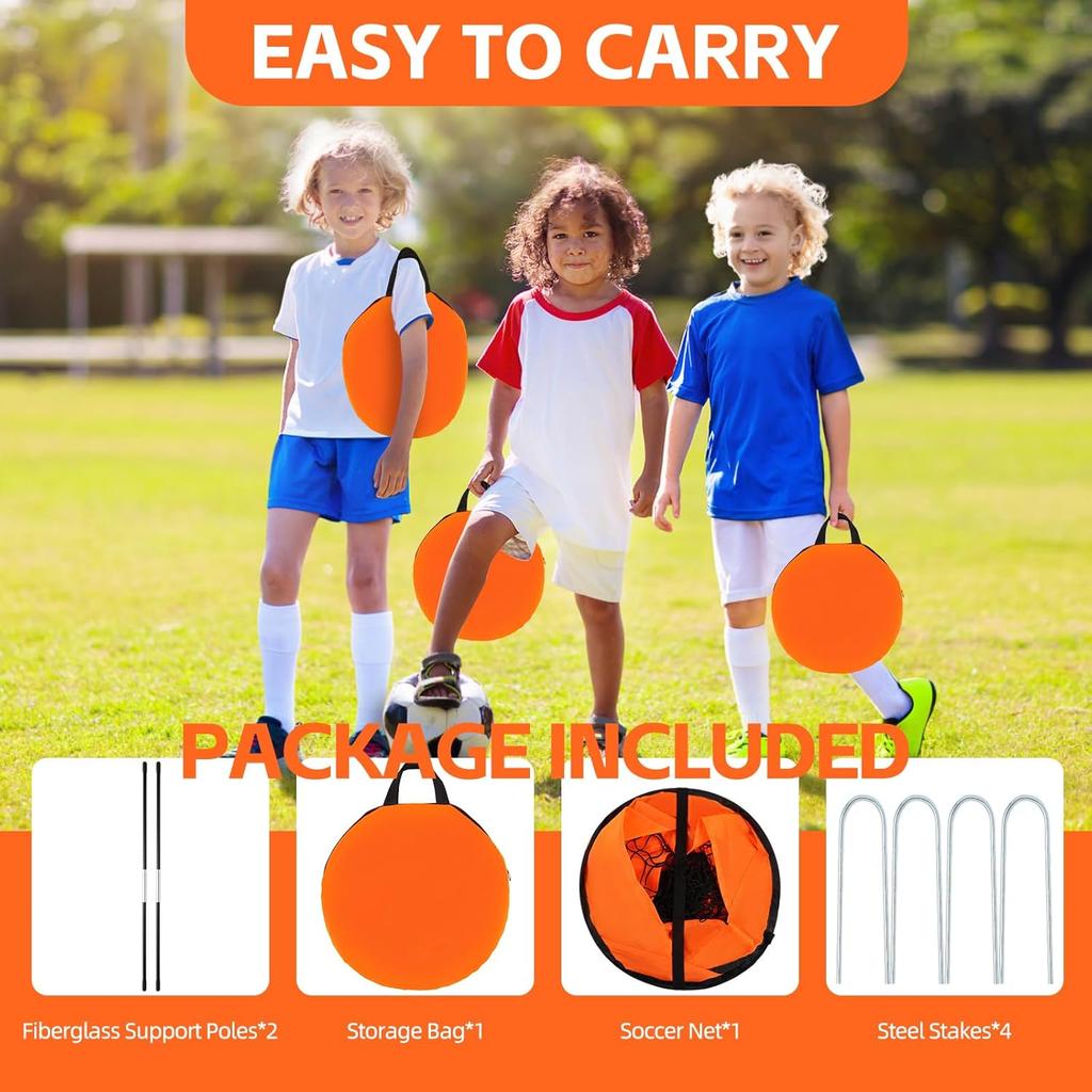 Pop Up Kids Toddler Soccer Goal, 3.3x2.2ft Portable Soccer Goals for Outdoor Indoor, Foldable Backyard Soccer Goal, Mini Soccer Net for Kids with