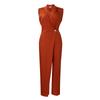 Women's Elegant and Elegant Suit Collar Waist Chain Loose Wide Leg Jumpsuit