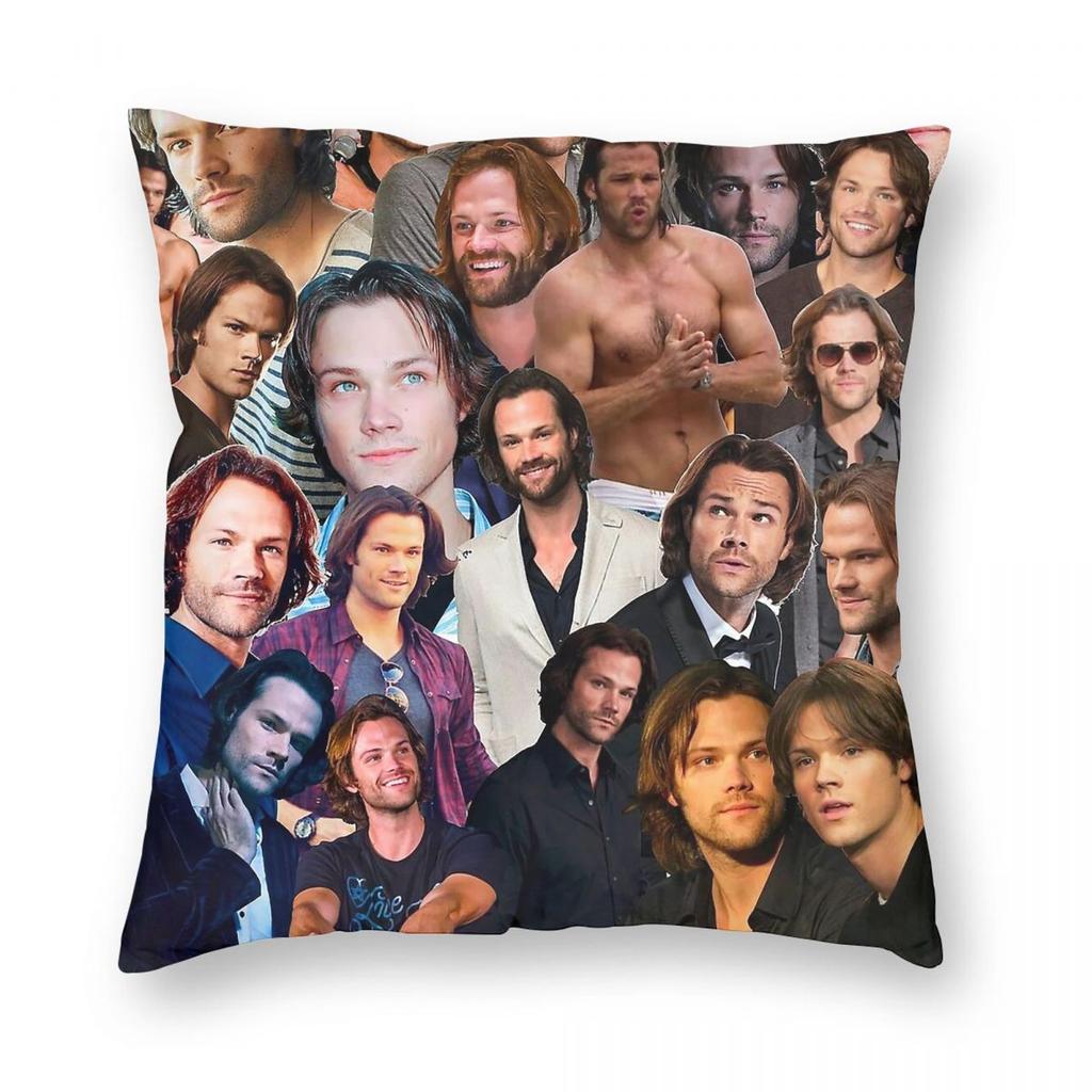 Jared Padalecki Photo Collage Square Pillowcase Polyester Linen Velvet Printed Zip Decor Home Cushion Cover 45X45
