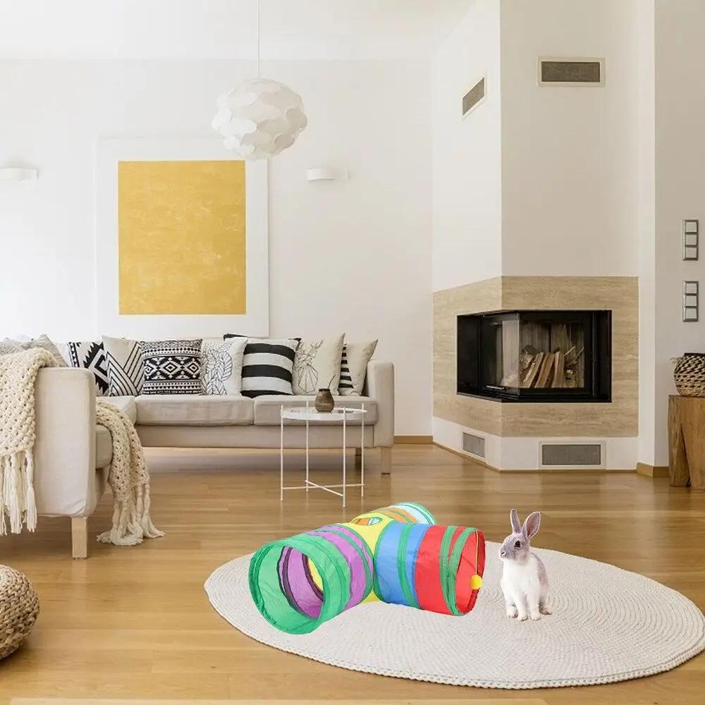 Durable Gerbil Rat Small Bell Play Tunnel Hamster House Tunnel Pet Supplies Cat Tunnel Tube