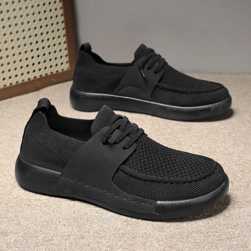 2025 autumn new casual fly-woven men's shoes breathable and versatile running shoes dad walking soft-soled driving shoes foreign trade