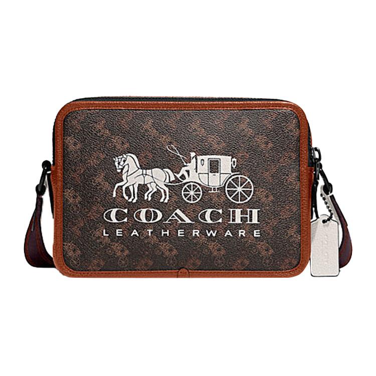 

New COACH Charter Artificial Leather Camera Bag Shoulder Bag Crossbody Bag Medium Size Men s Dark Brown C8445-JITX0 23.6*7.1*16.5CM